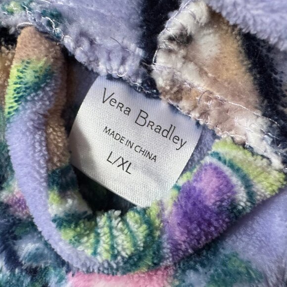 Vera Bradley Plush Robe Hanging Around Sloth Print Purple Green Floral L XL - Picture 3 of 5